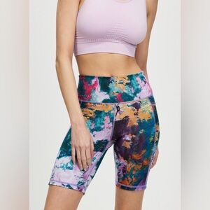 Sweaty Betty XS High Waist Super Sculpt 8” Biker Shorts Jewel Abstract Print